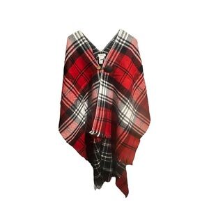 Style & Co Red and Black Single Button Poncho